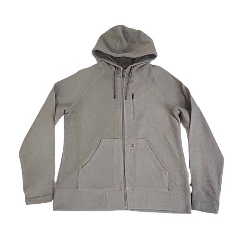 Carhartt Jacket Women's Tan Beige Full Zip Hoodie Sweatshirt Size L #1523